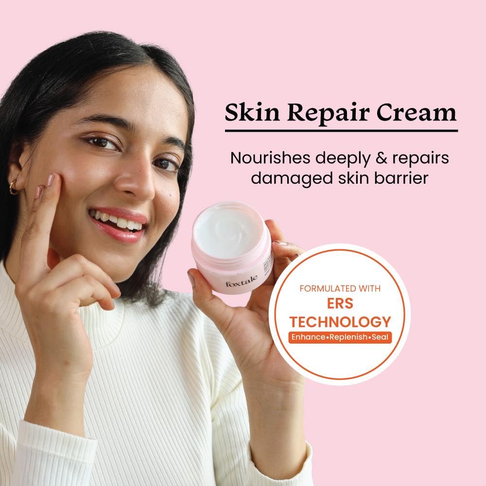 Foxtale Skin Repair Cream with Olive Leaf Extract, Provitamin B5 and Niacinamide for Dry and Sensitive Skin Types, Men & Women, 50g from FoxTale