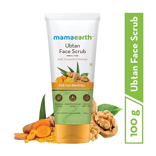 Mamaearth Ubtan Scrub For Face with Turmeric & Walnut for Tan Removal - 100g Face Scrub from mamaearth