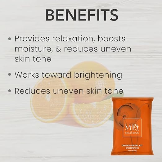 SARA Orange Facial Kit for Skin Cleansing & Brightening, 40gm | For Single Use facial Kits from SARA BEAUTY