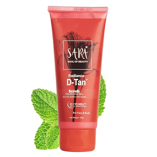 SARA Radiance D-TAN® Scrub, 100gm | De-Tan Pack for TAN Removal and skin exfoliator| Suitable for Men and Women Face Scrub from SARA BEAUTY