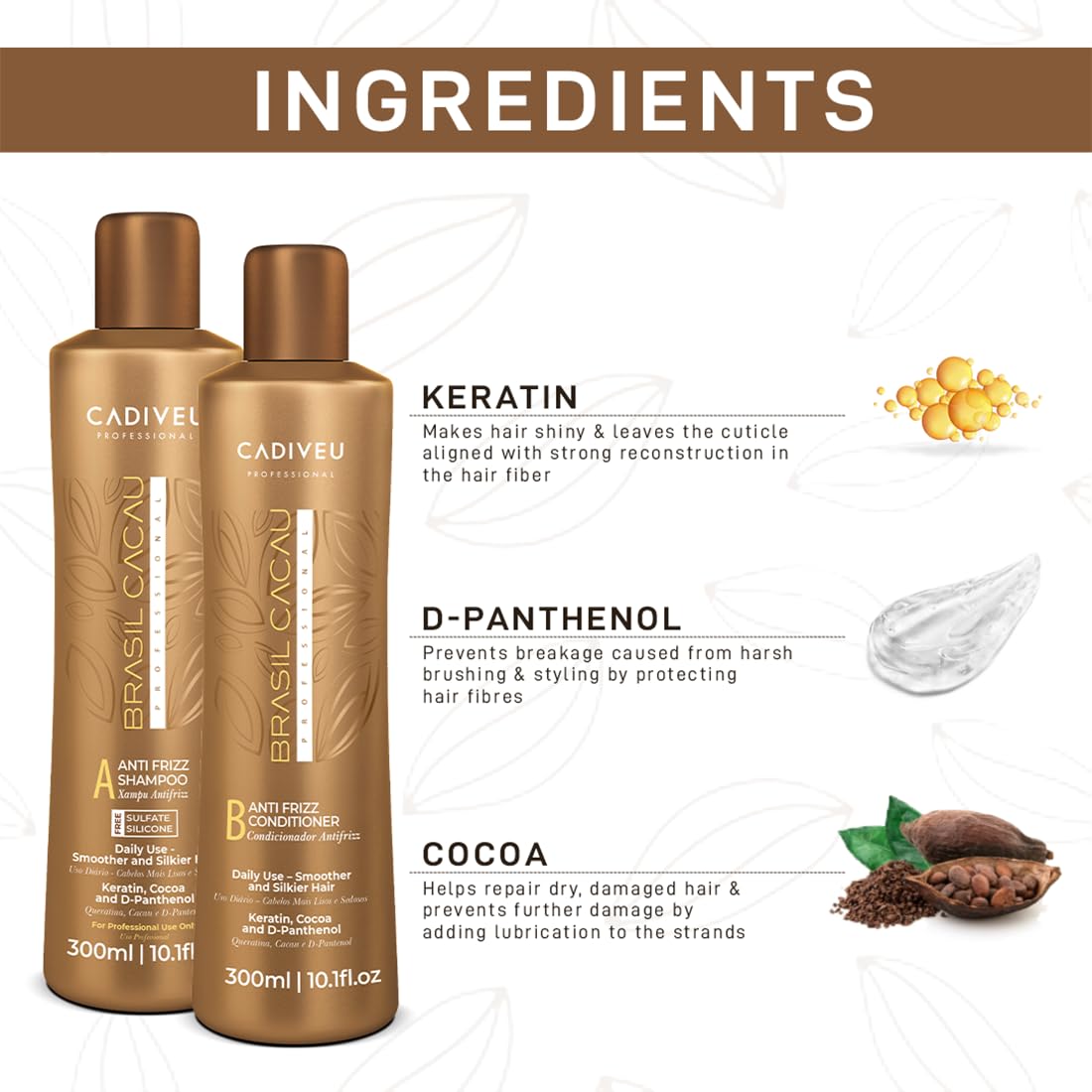 CADIVEU Generic Professional Brasil Cacau Anti Frizz Shampoo + conditioner 300 ml from CADIVEU