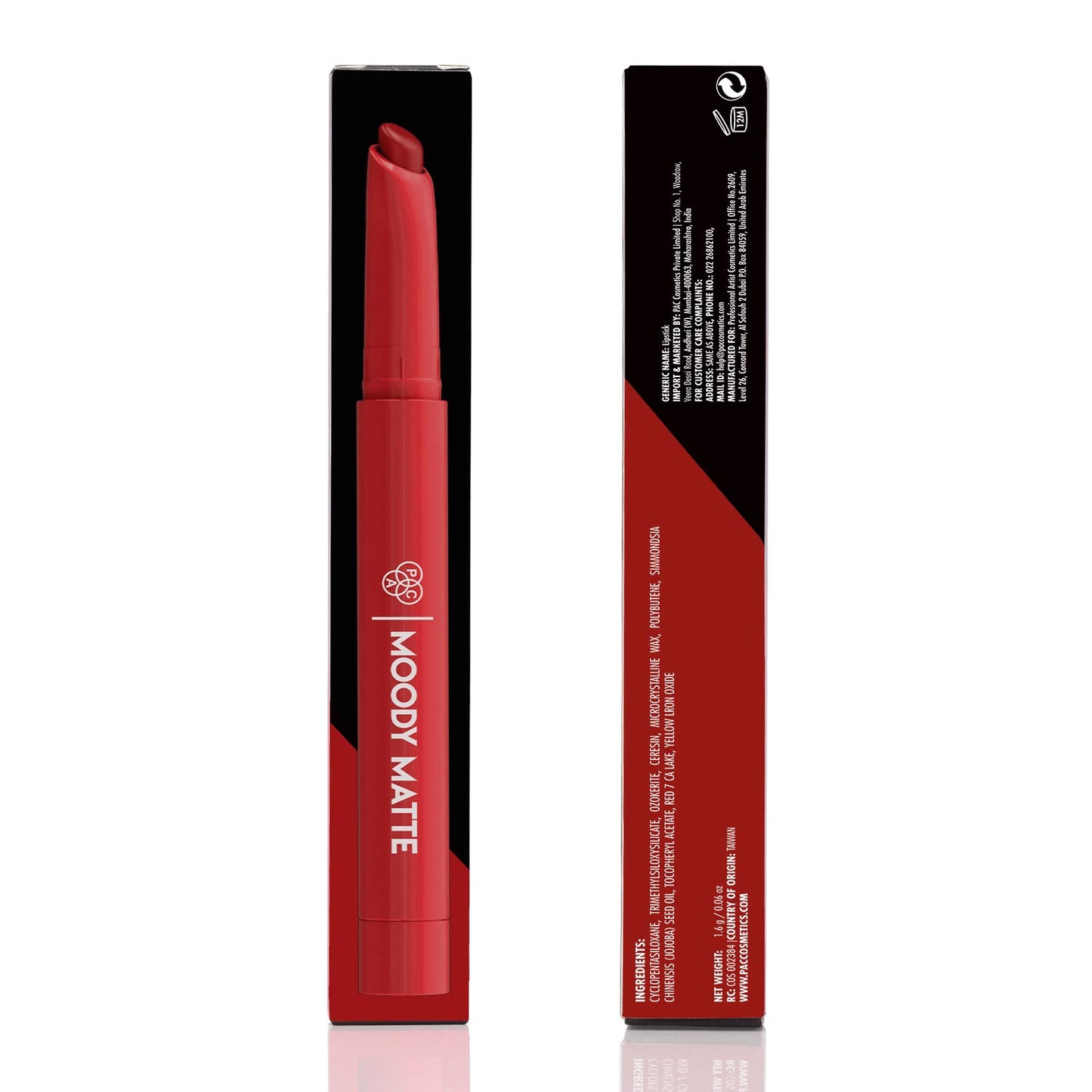 PAC Moody Matte Lipstick | Transfer Proof Lipsticks for Women with Rose oil | Highly Pigmented, Feather Light, Brightening Lip Color | Creamy Long Lasting for All Skin Types | Masquered - 1.6g from PAC