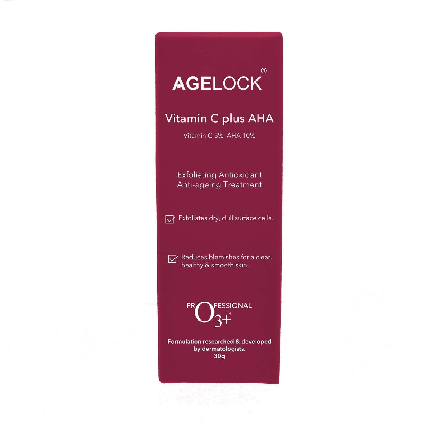 O3+ Agelock Vitamin C AHA Serum For Face Exfoliating, Antioxidant, Anti-Ageing, Blemish-Free & Youthful Skin, 30G from O3+