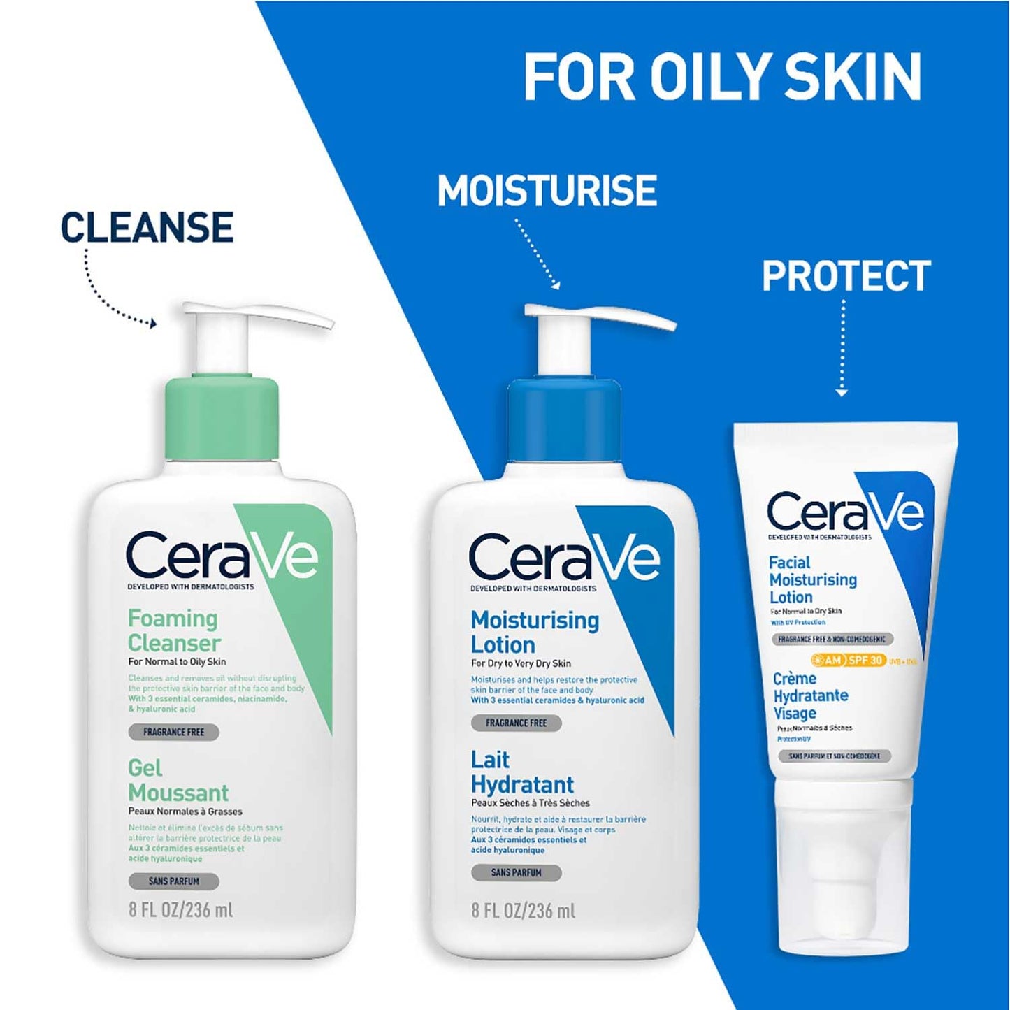 CeraVe Foaming Cleanser For Normal To Oily Skin (236ml) - Dermatologist-Developed Facewash | Non-Comedogenic And Fragrance-Free Cleansers For Acne-Prone Skin cleansing foam from cerave