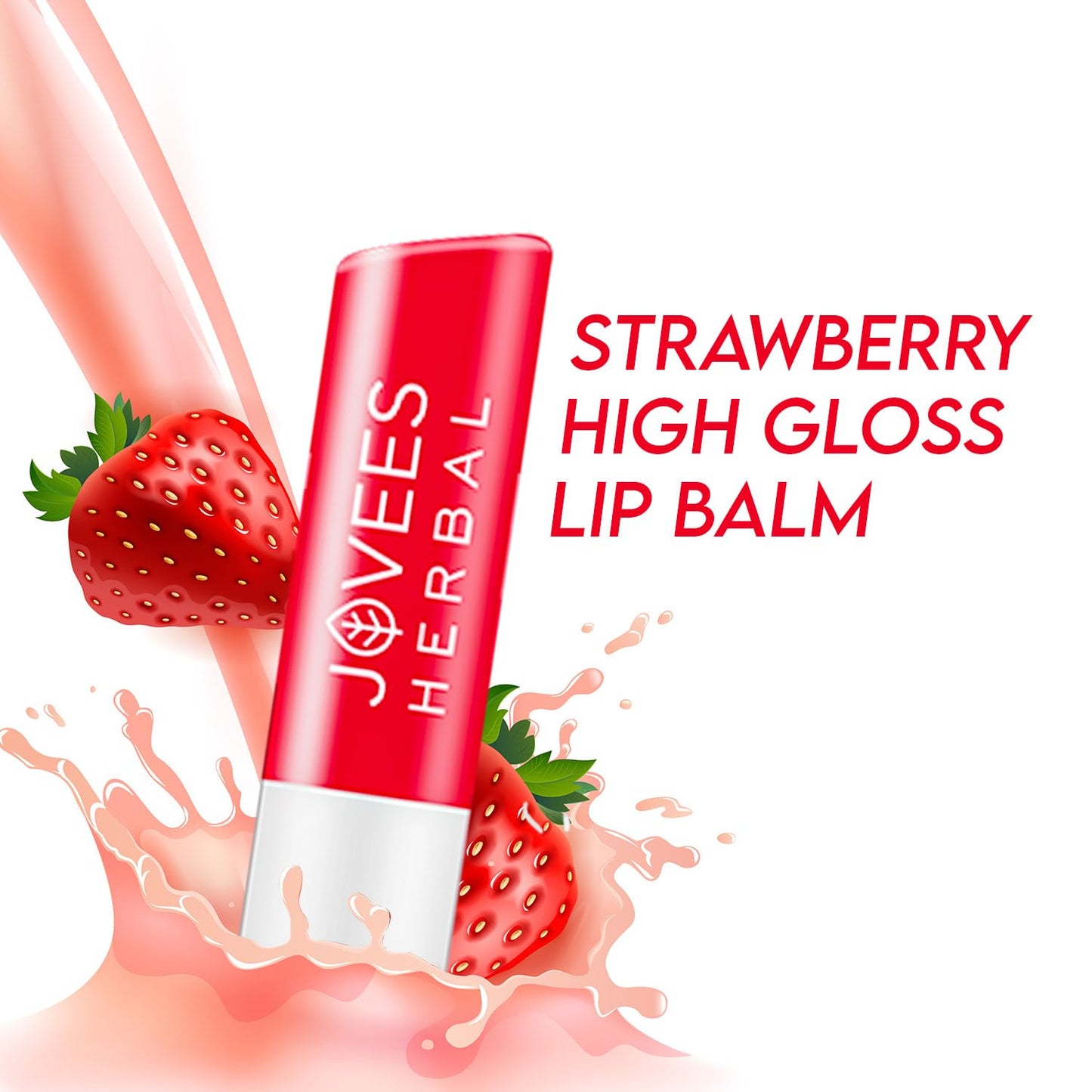 Jovees Herbal Strawberry High Gloss Lip Balm | With Vitamin E | 24 hour Moisture | Gives soft and smooth lips 5g from JOVEES