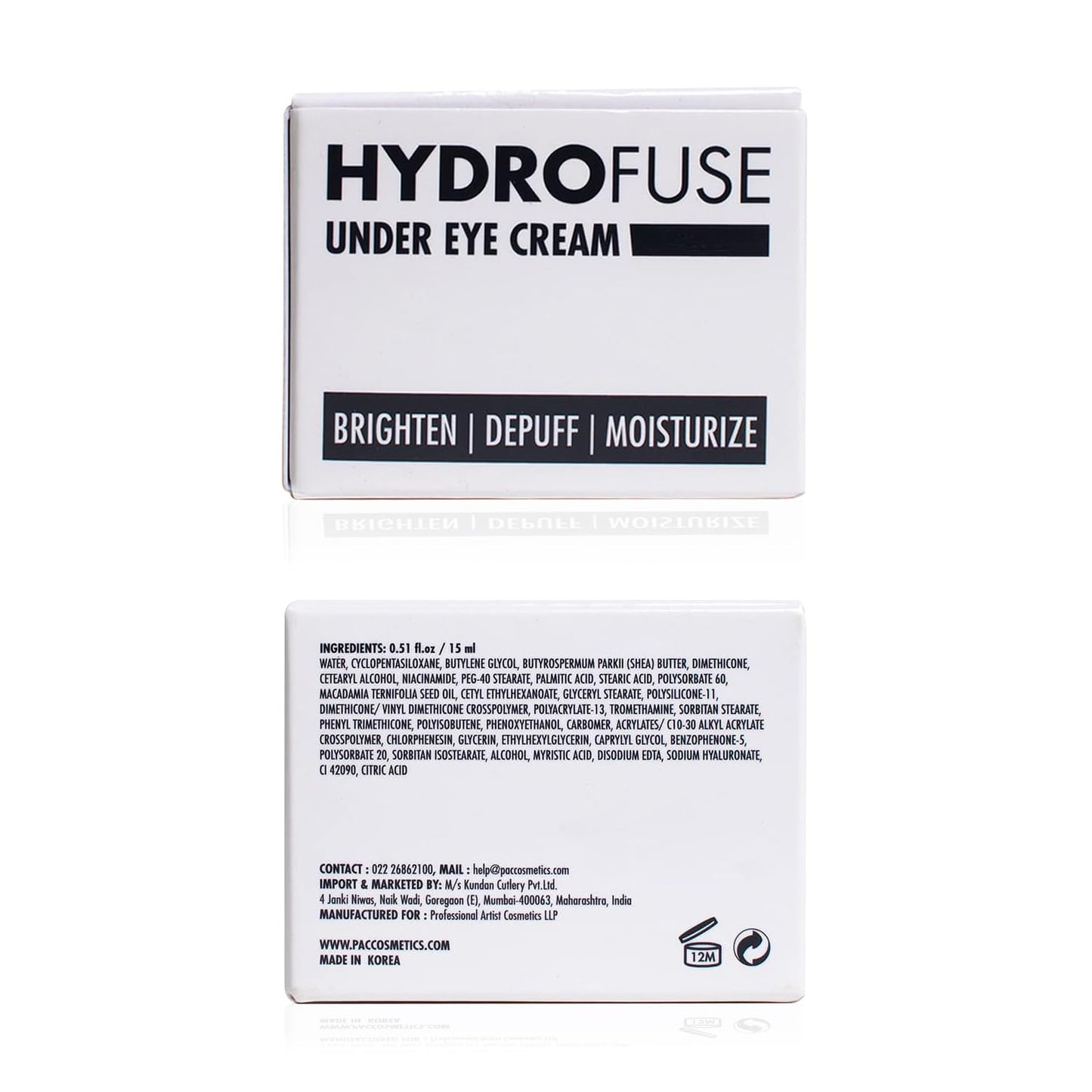 PAC Hydro Fuse Hydrating Under Eye Cream for Dark Circles Removal, Puffy Eyes, Wrinkles & Removal of Fine Lines with Shea Butter, Niacinamide & Macadamia Oil | For Men & Women | 15 ml from PAC