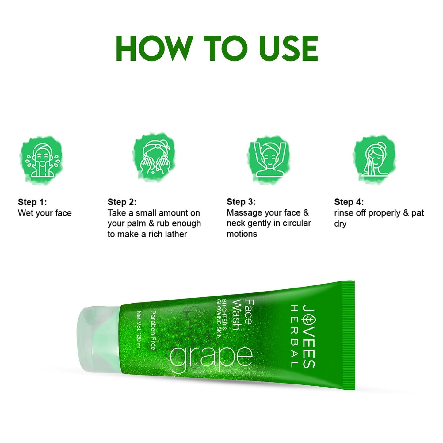 Jovees Herbal Grape Face Wash With Grape Seed & Orange Peel Extracts | For Brighter & Glowing Skin | Reduces Uneven Skin Tone & Fine Lines | For All Skin Types 120 ML from JOVEES