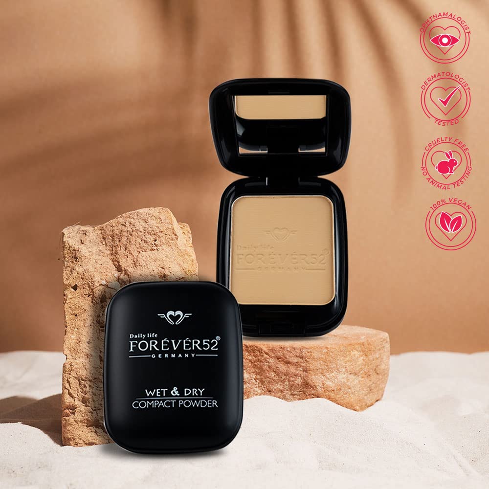 Daily Life Forever52 Dual Wet and Dry Compact With Sponge and Mirror (12g, Ivory) from Forever52