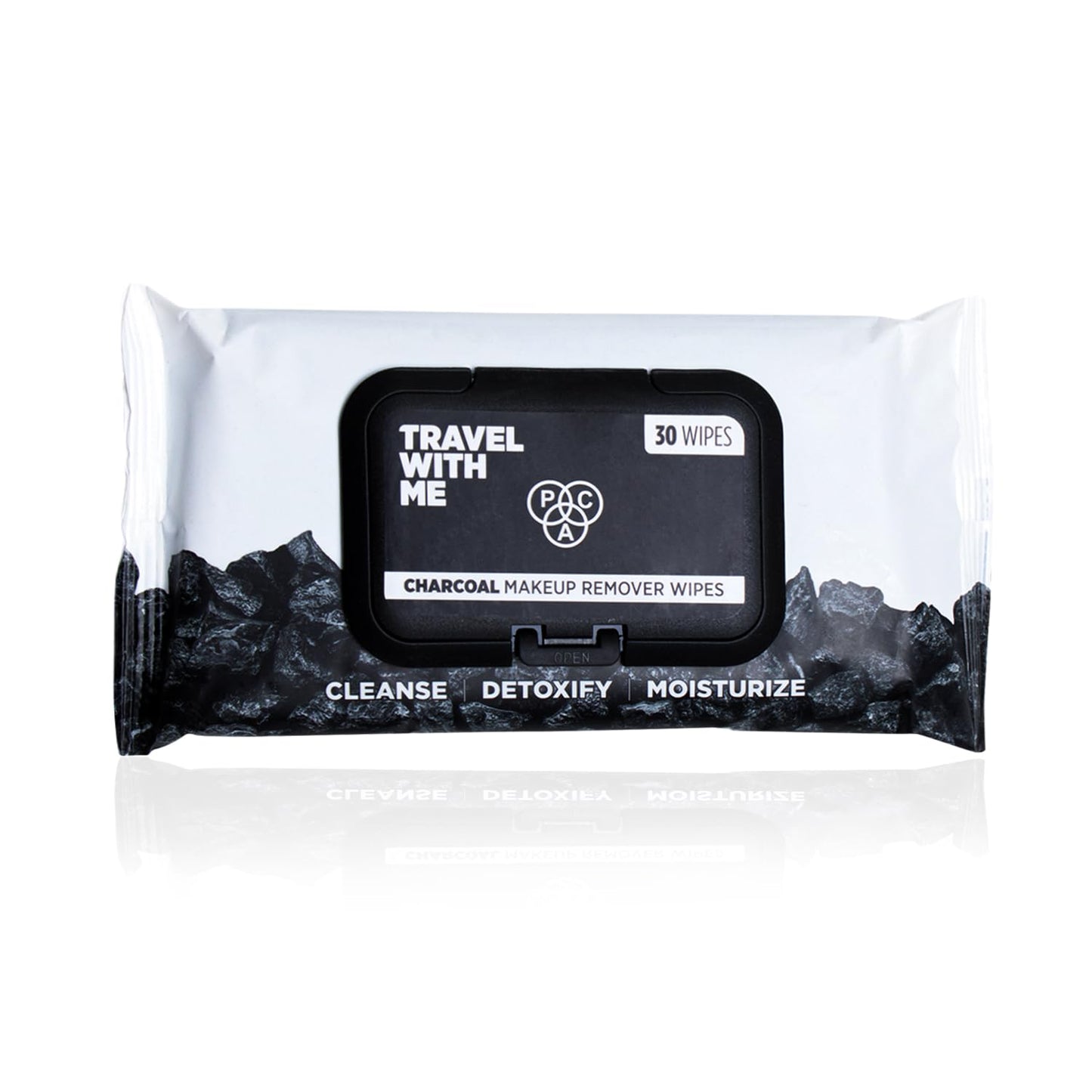 PAC Travel With Me Charcoal Wet Wipes for Face with Charcoal powder, Vitamin E & Glycerin | Cleansing and Hydrating Facial Wipes | Moisturizing Makeup Remover for Oily & Combination Skin | 30 Wipes from PAC