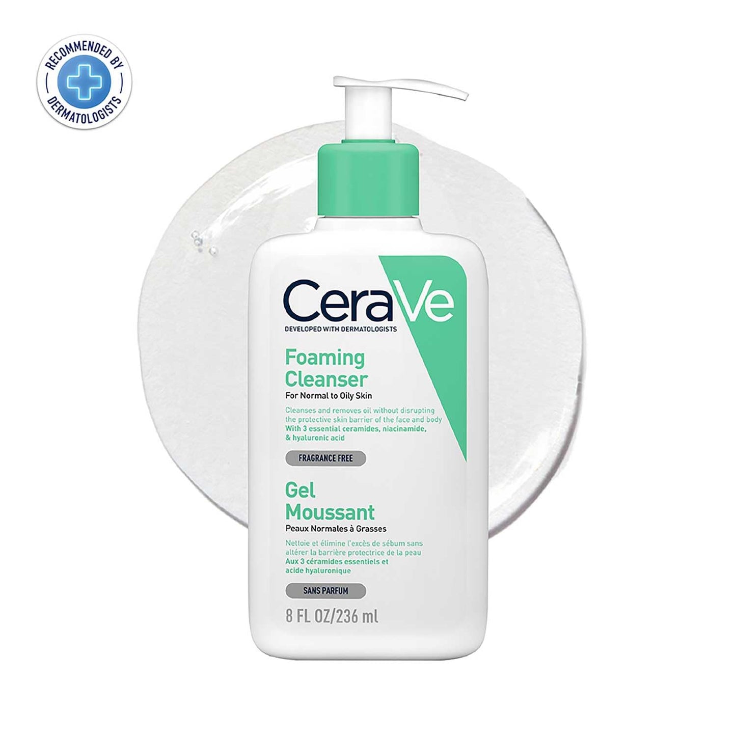 CeraVe Foaming Cleanser For Normal To Oily Skin (236ml) - Dermatologist-Developed Facewash | Non-Comedogenic And Fragrance-Free Cleansers For Acne-Prone Skin cleansing foam from cerave
