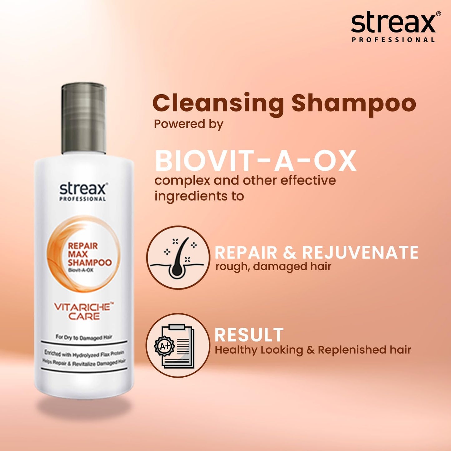 Streax Professional Pro Vitariche Repair Max Shampoo, 300Ml from Streax Professional