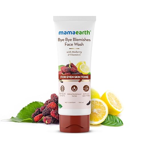 Mamaearth Bye Bye Blemishes Face Wash with Mulberry and Vitamin C for Even Skin Tone - 100 ml Gently Cleanses | Reduces Dark Spots | Brightens Skin | Reduces Pigmentation | Niacinamide face Wash from mamaearth