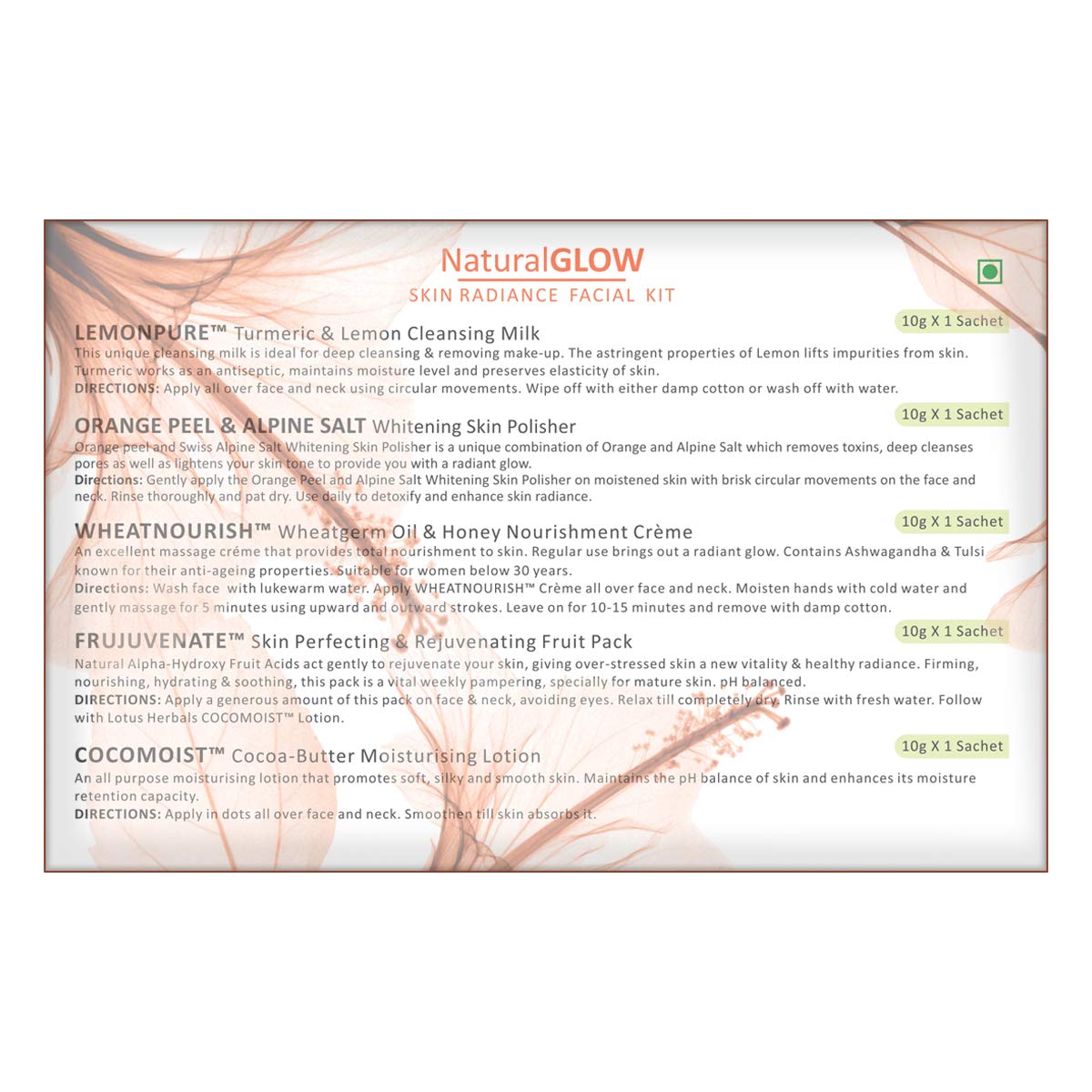 Lotus Herbals Natural Glow Kit Skin Radiance Facial Kit, Pack of 1 from Lotus