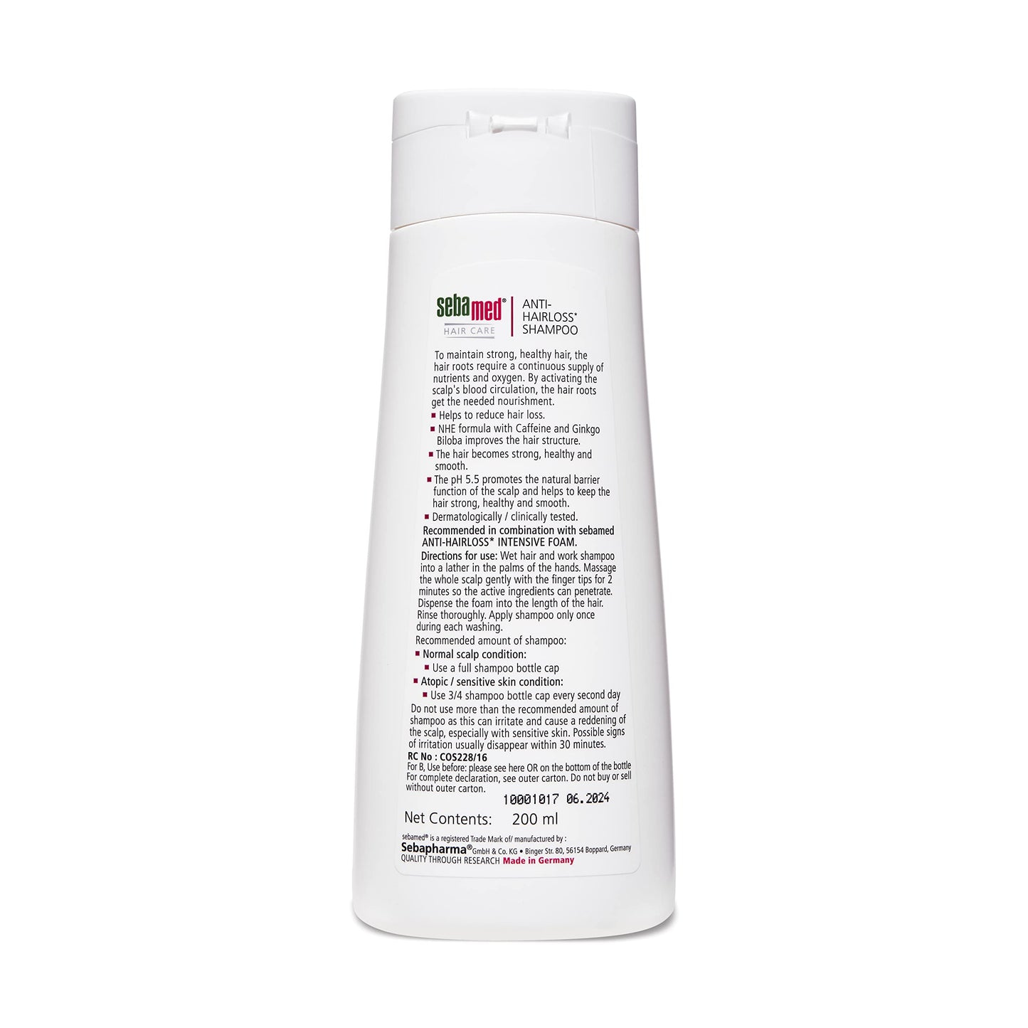 Sebamed Anti- Hairloss Shampoo 200Ml|Ph 5.5|Reduces Hairloss|Caffeine&Gingko Biloba|All Hair Types from SebaMed