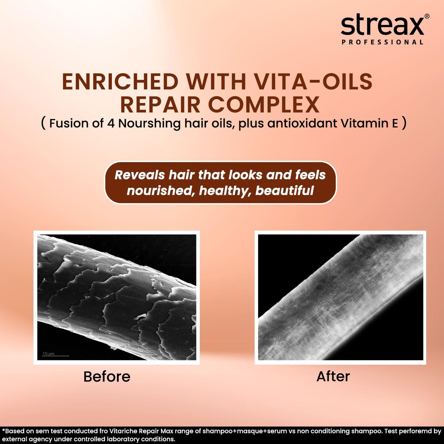 Streax Professional Vitariche Care Repair Max Hair Serum For Men & Women | Helps Repair & Rejuvenate Dry & Damaged Hair | Provides Softer, Nourished & Healthier Hair | For Dry To Damaged Hair, 100 ml from Streax Professional