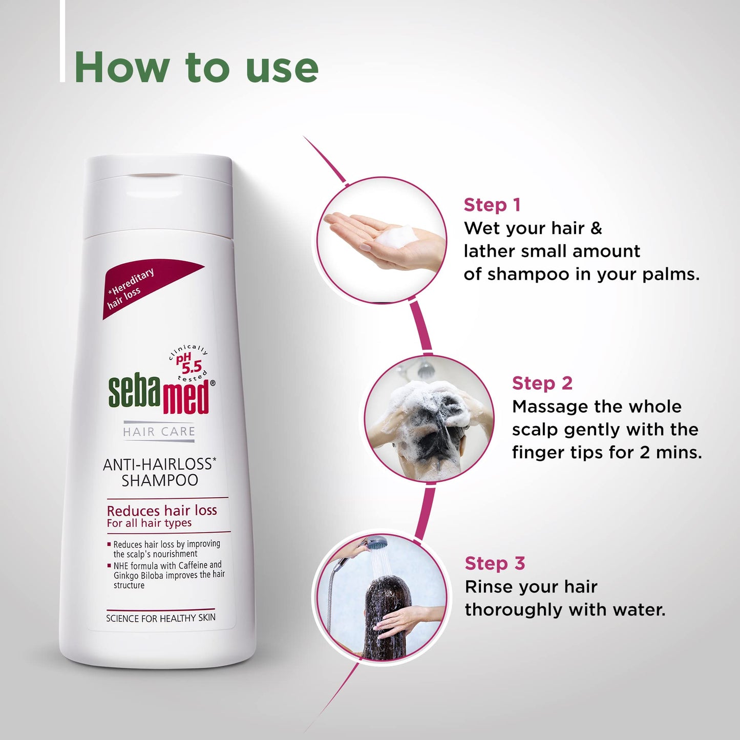 Sebamed Anti- Hairloss Shampoo 200Ml|Ph 5.5|Reduces Hairloss|Caffeine&Gingko Biloba|All Hair Types from SebaMed