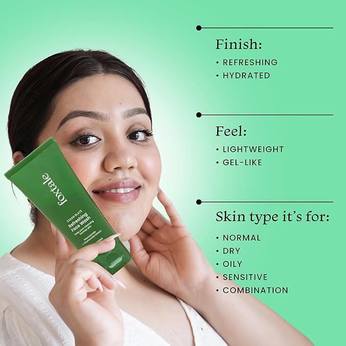Foxtale Refreshing Face Wash for Deep Cleansing with Niacinamide, Hydrates & Brightens, Non-Drying Cleanser for Glowing Skin, Men & Women, For All Skin Types - 100 ml face Wash from FoxTale