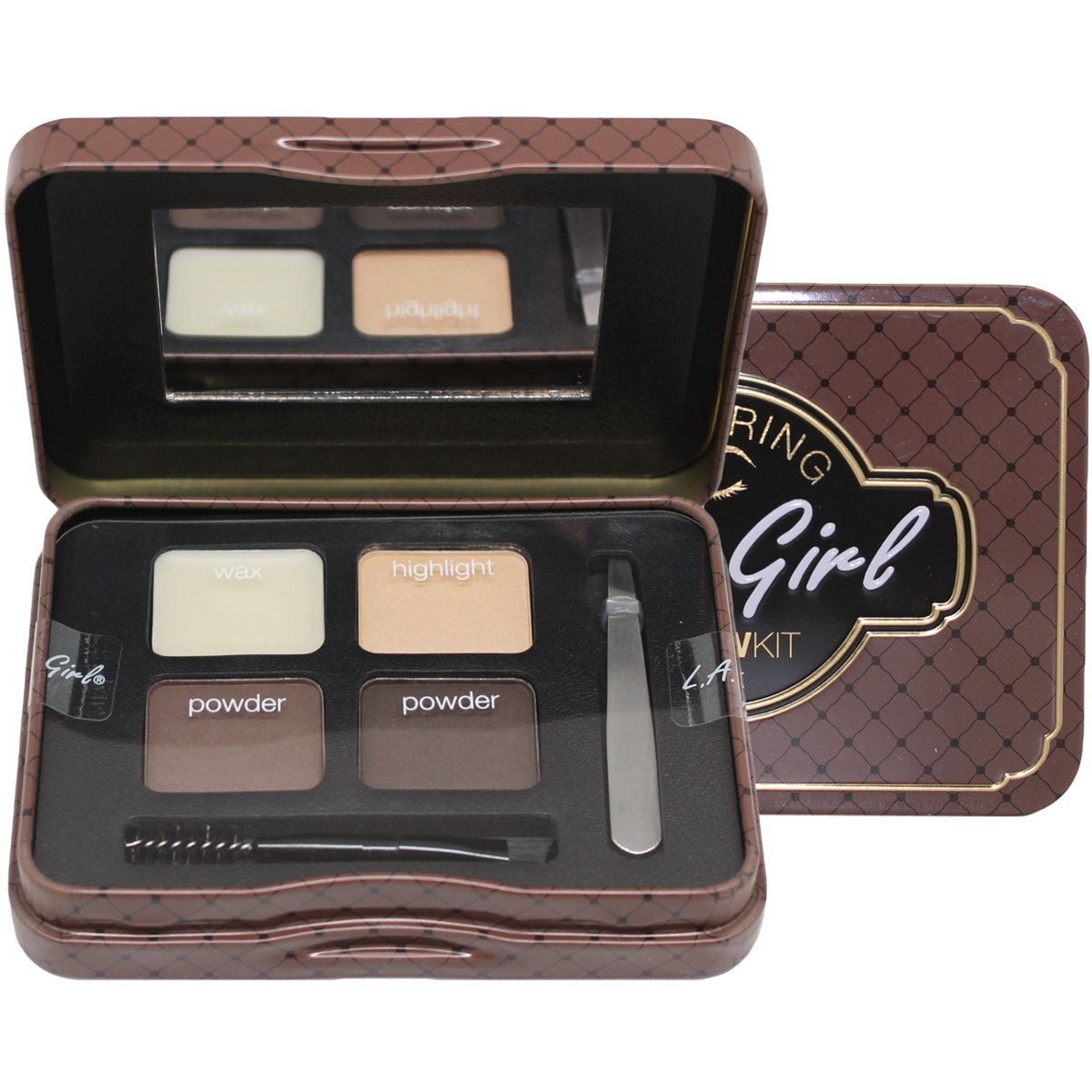 L.A.Girl Spiring Eyebrow Kit Dark and Defined | Browkit to Shape, Define and Fill the Eyebrows, Kit with 1 Brow Wax, 3 Fixing Powders, 1 Brush and 1 Tweezers, Vegan Product, Paraben & Cruelty-6.5g eyebrow kit from L.A Girls