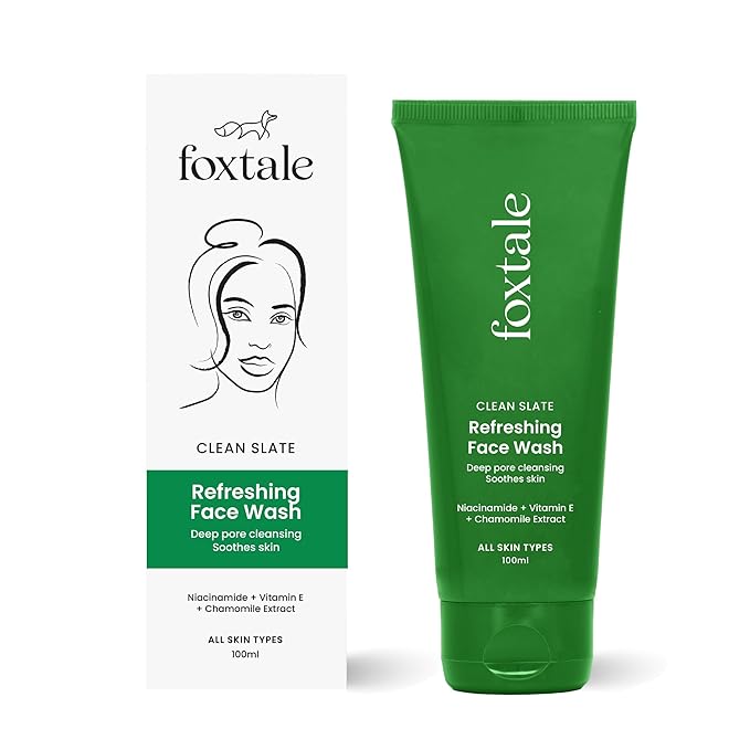 Foxtale Refreshing Face Wash for Deep Cleansing with Niacinamide, Hydrates & Brightens, Non-Drying Cleanser for Glowing Skin, Men & Women, For All Skin Types - 100 ml face Wash from FoxTale
