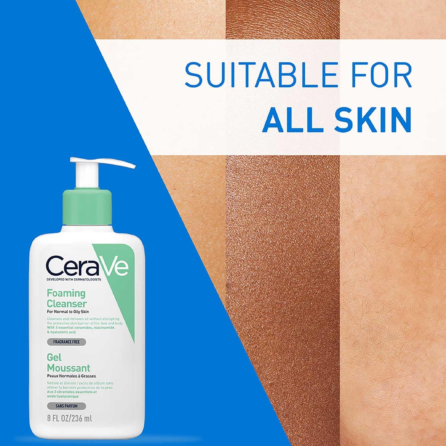 CeraVe Foaming Cleanser For Normal To Oily Skin (236ml) - Dermatologist-Developed Facewash | Non-Comedogenic And Fragrance-Free Cleansers For Acne-Prone Skin cleansing foam from cerave