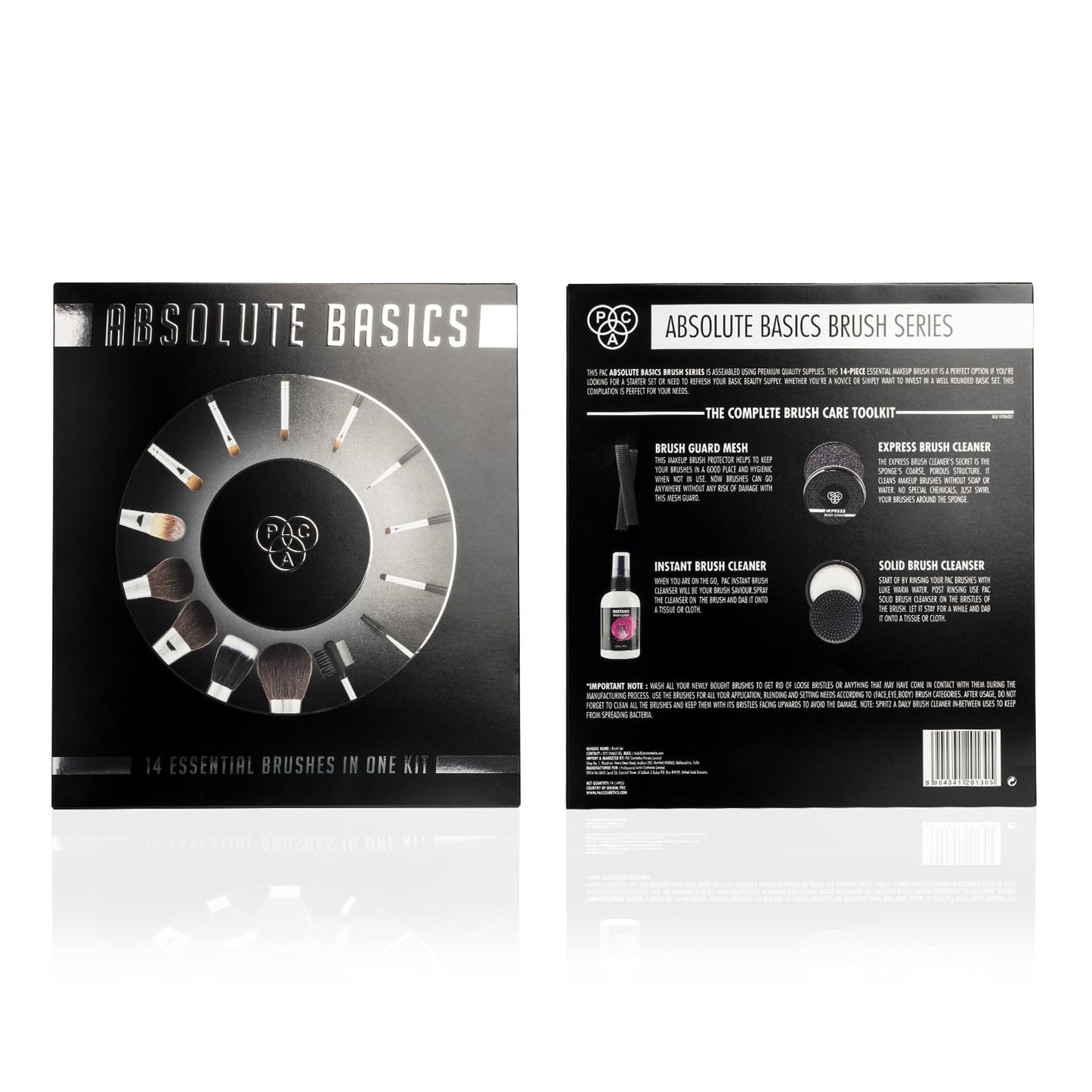 PAC Absolute Basics Makeup Brush Kit - 14 Brushes Black from PAC