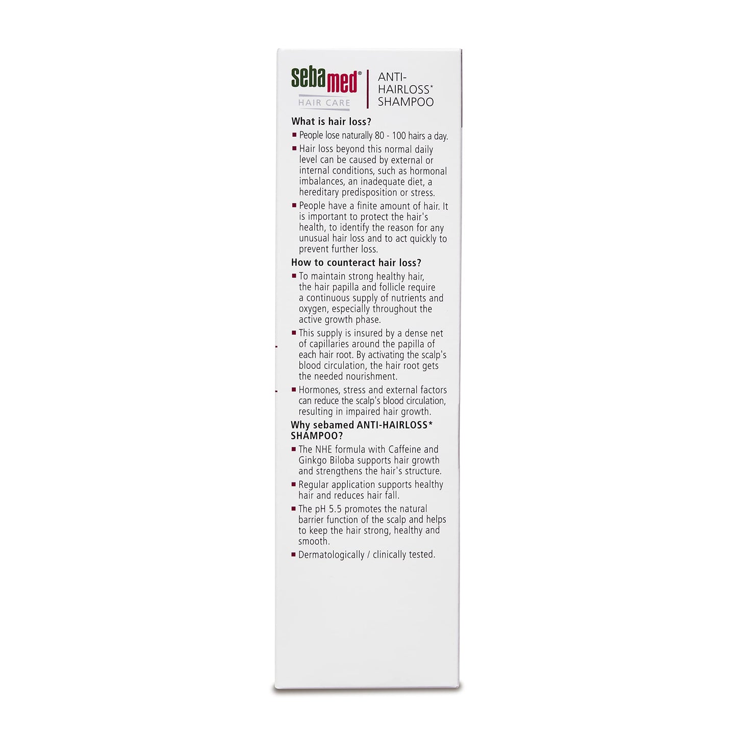 Sebamed Anti- Hairloss Shampoo 200Ml|Ph 5.5|Reduces Hairloss|Caffeine&Gingko Biloba|All Hair Types from SebaMed