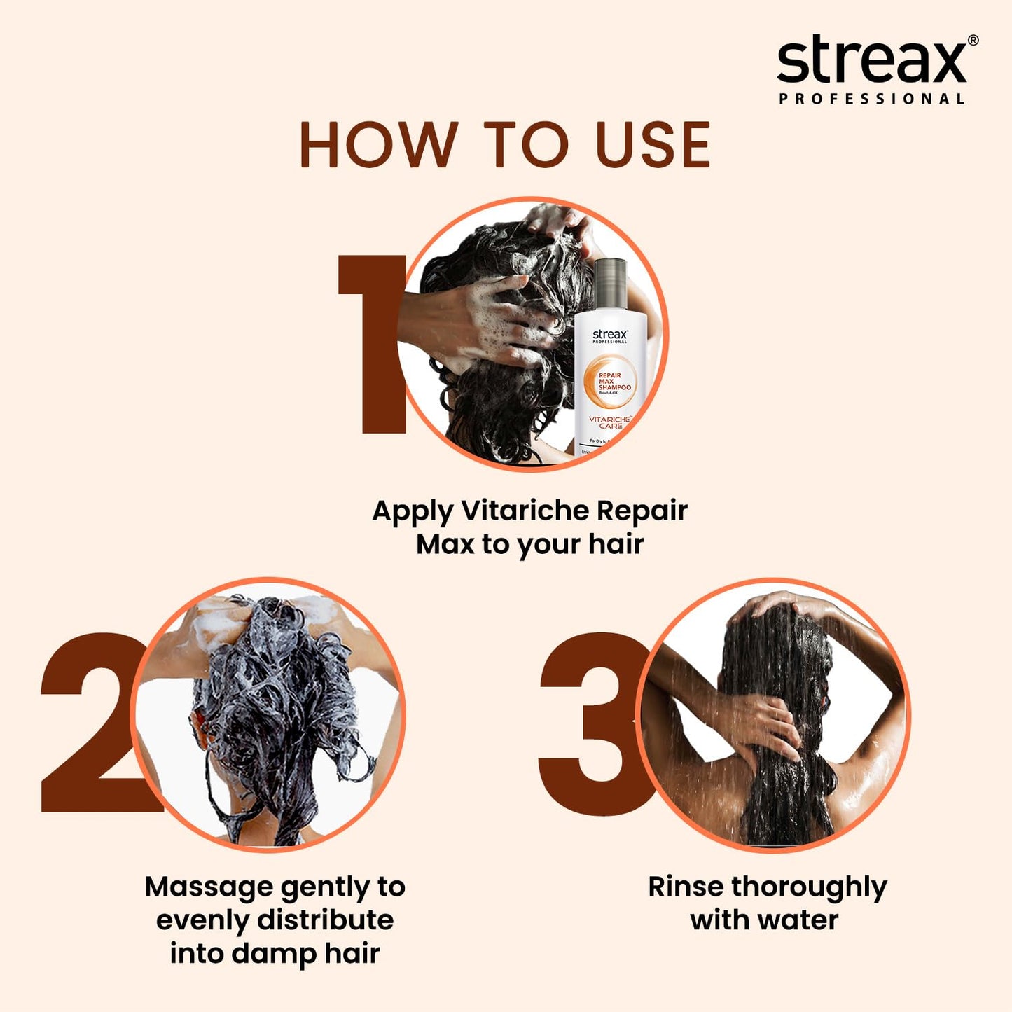 Streax Professional Pro Vitariche Repair Max Shampoo, 300Ml from Streax Professional