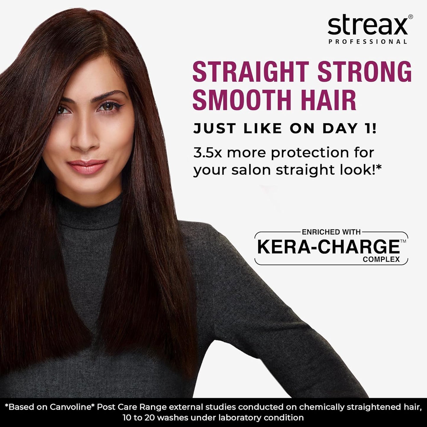 Streax Professional Canvoline Straightening Post Care Conditioner for Women's | Enriched with KeraCharge Complex | Anti Frizzy & Hair Breakage | Tangle Free Hair | Sulphate & Paraben free | 240 gm conditioner from strex