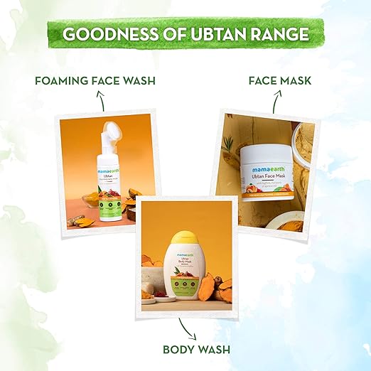 Mamaearth Ubtan Foaming Face Wash with Turmeric and Saffron for Tan Removal - 150ml Brightens Skin | Removes Tan | Gently Exfoliates face Wash from mamaearth