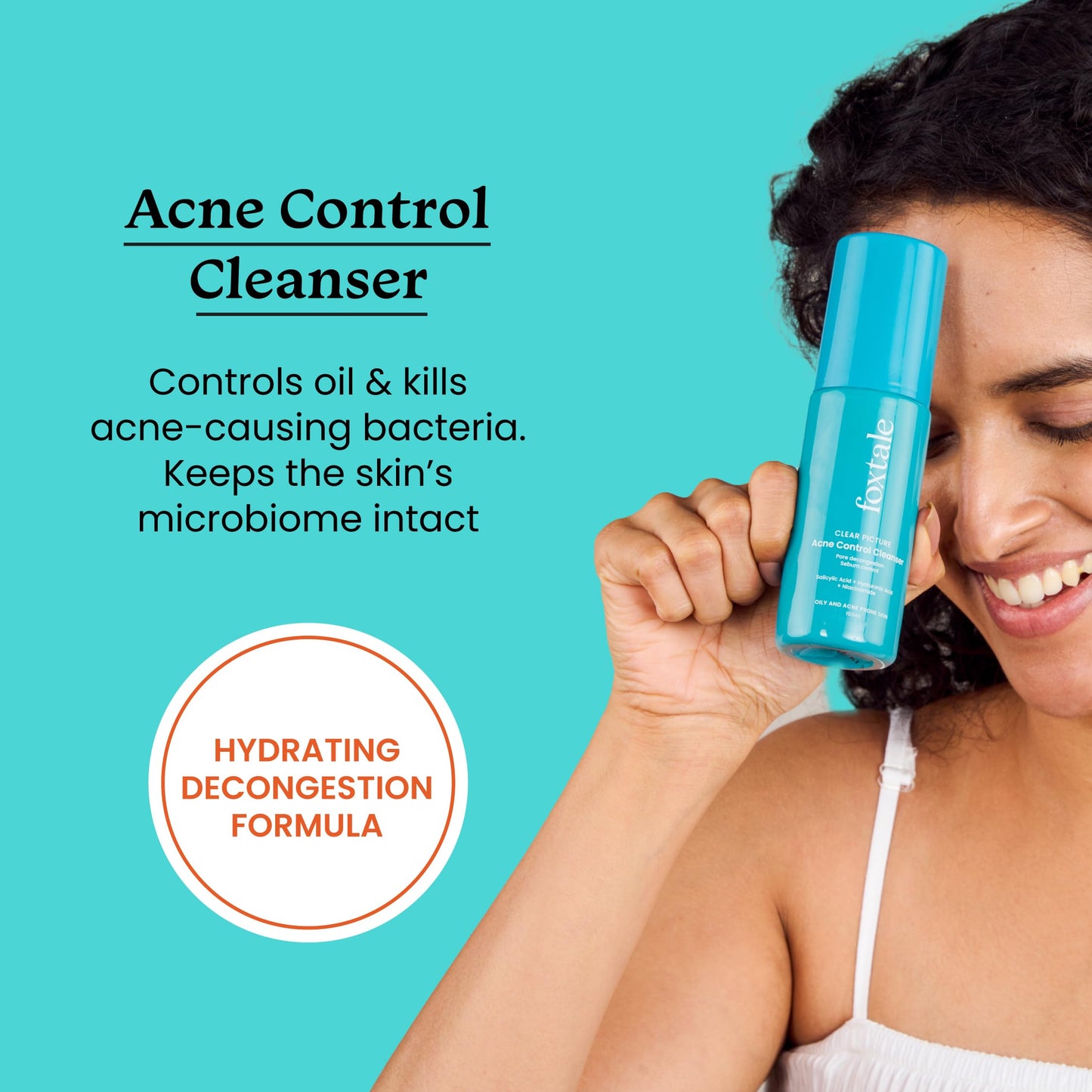 Foxtale 2% Salicylic Acid Face Wash for Oily & Acne Prone Skin with Niacinamide, Hyaluronic Acid | Anti Acne Cleanser for Oil Control | Reduces Pimples and Breakouts | Men & Women- 100 ml from FoxTale
