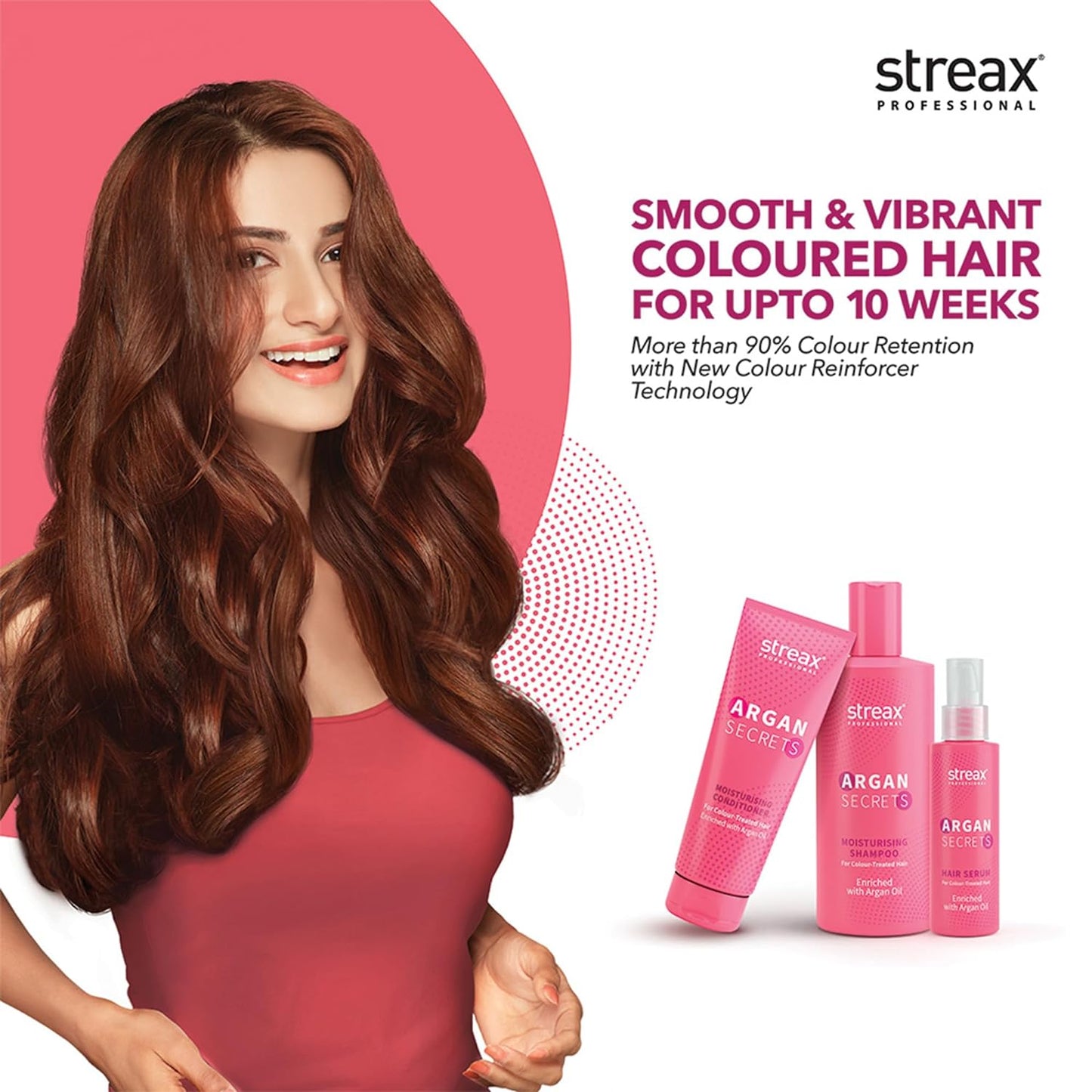 Streax Professional Argan Secrets MOISTURISING Shampoo for Women | Enriched with Argan Oil & UV Filter | Enhances Colour Retention | Cleanses & Nourishes Hair 300ml from Streax Professional