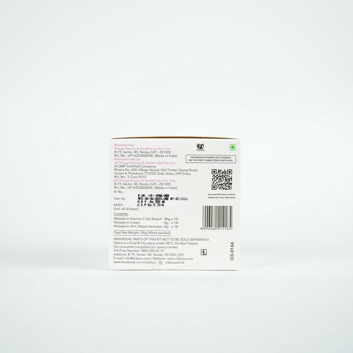 O3+ Meladerm Vitamin C Gel Bleach for Lightens Skin & Hair (96g) Bleach from O3+