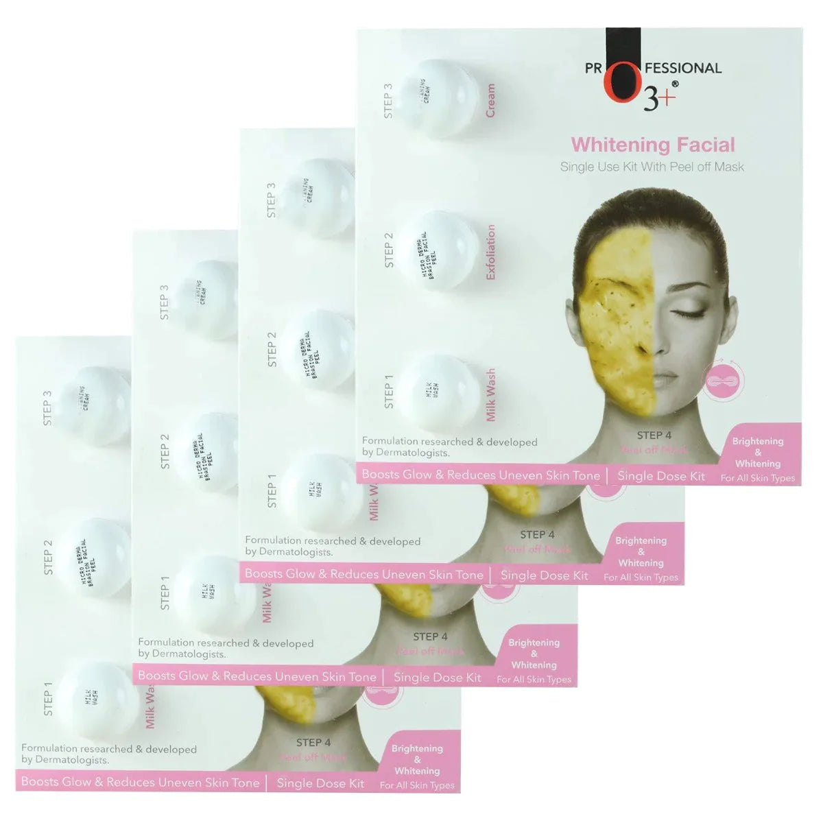 O3+ Whitening Facial Kit Pack of 4 for Dull Skin facial Kits from O3+