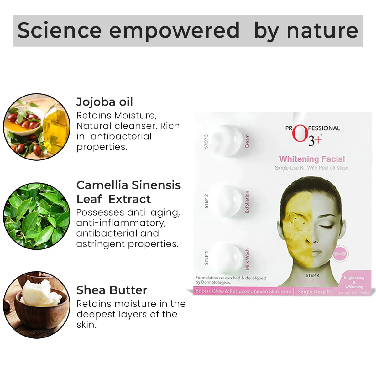 O3+ Whitening Facial Kit Pack of 4 for Dull Skin facial Kits from O3+