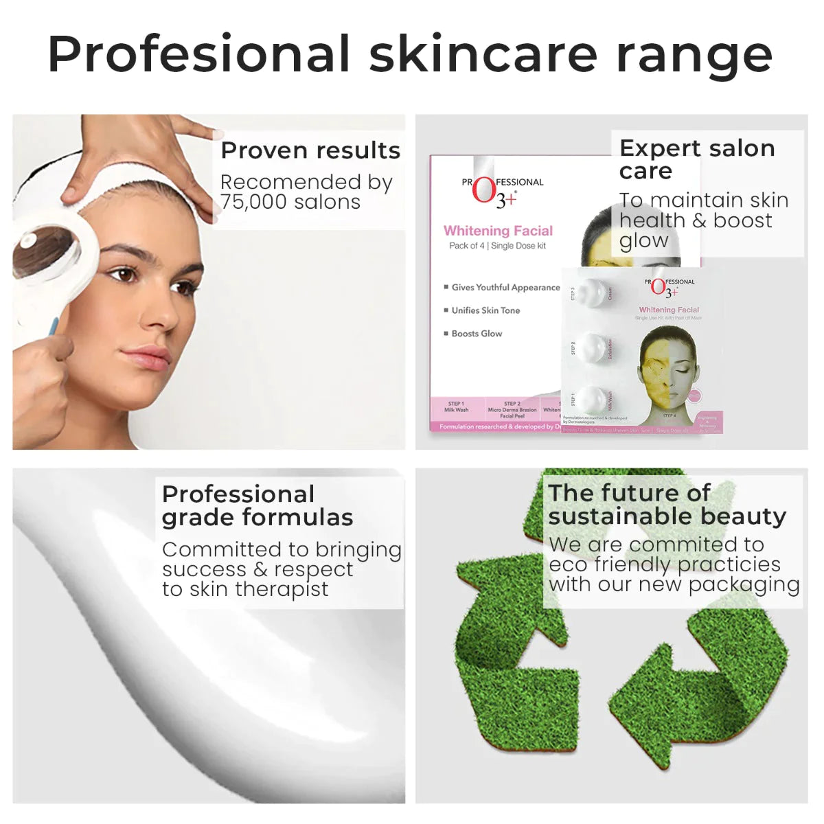 O3+ Whitening Facial Kit Pack of 4 for Dull Skin facial Kits from O3+
