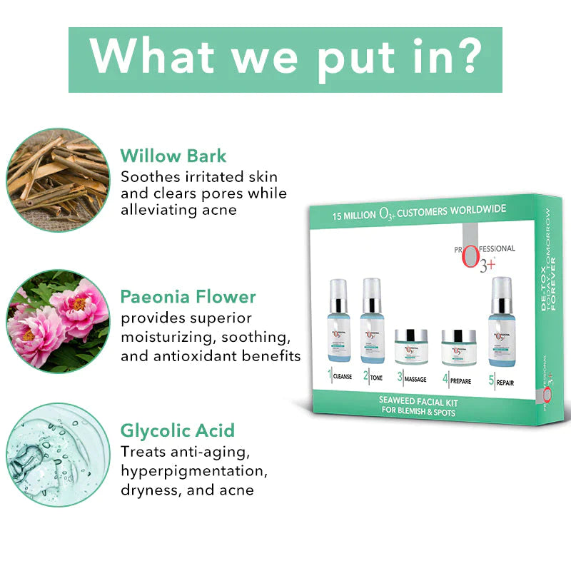 O3+ Seaweed Facial Kit for Brightening Skin (100g+15ml) facial Kits from O3+
