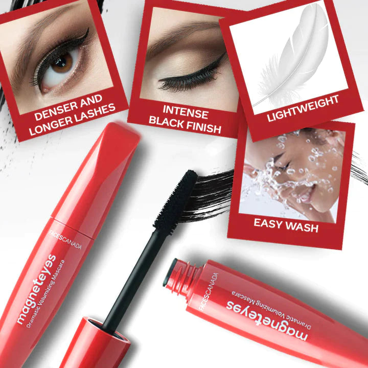 FACES CANADA Magneteyes Dramatic Volumizing Mascara - Black, 9.5ml | Lightweight, Denser & Longer Lashes | Intense Black Finish | Adds Volume | Easy Wash | No Clumping | Cruelty Free eyes from Face canada