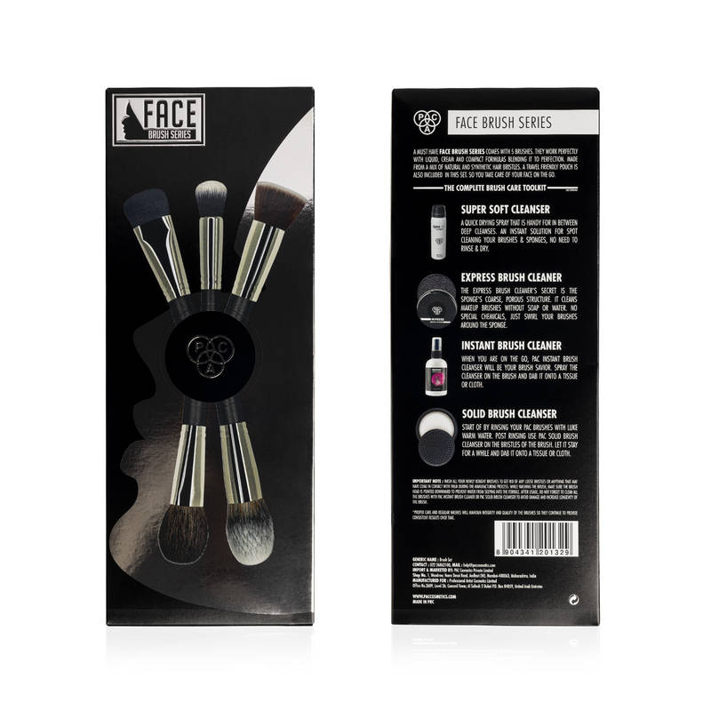PAC Face Series - 5 Brushes Seamless Application Easy to Hold Synthetic & Natural Bristles