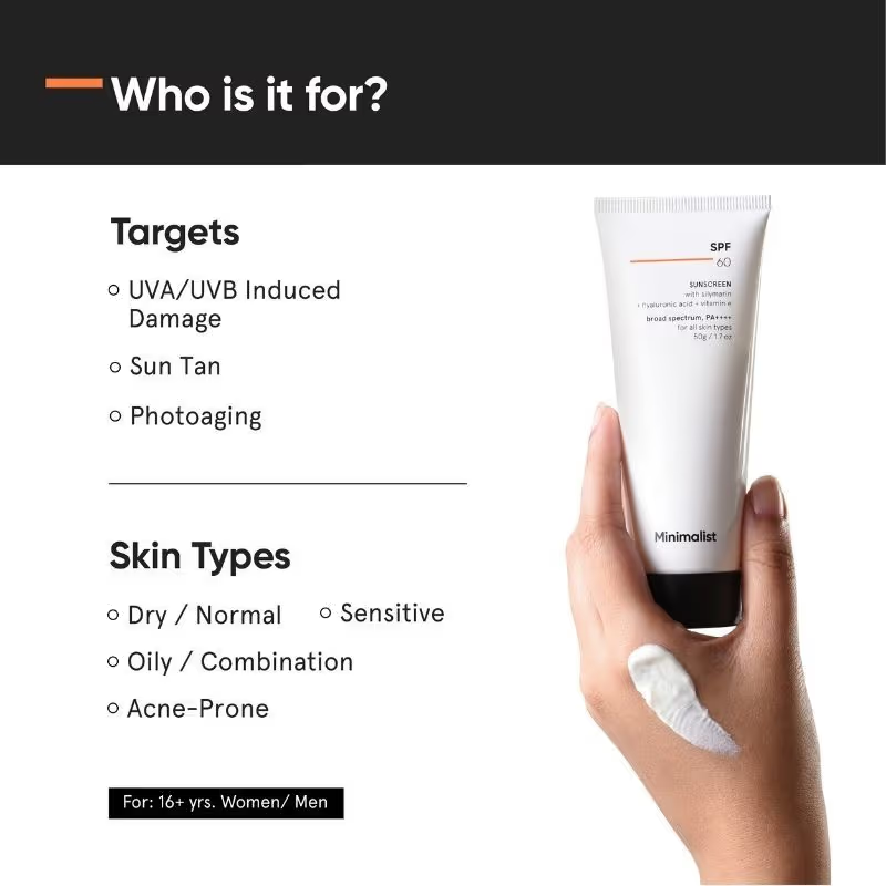 Minimalist SPF 60 PA ++++ Sunscreen With Antioxidant Silymarin,Senstive Skin, Acne & Pregnancy Safe (50gm) sunscreen from HAVIN