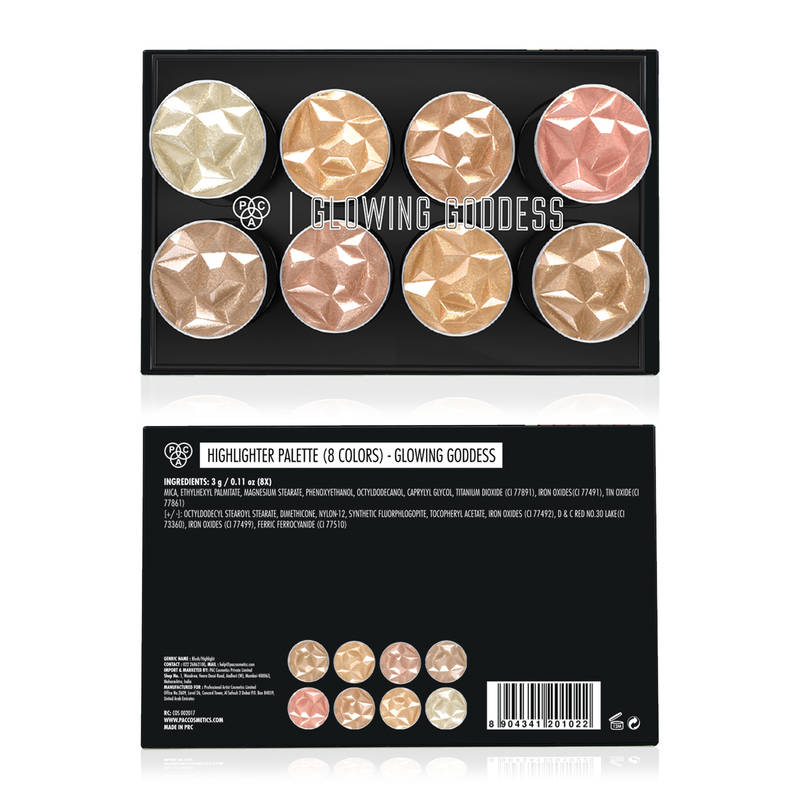 PAC Glowing Goddess Highlighter Palette - Intense Glow, Silky Smooth Micro Pearls, Blends Seamlessly