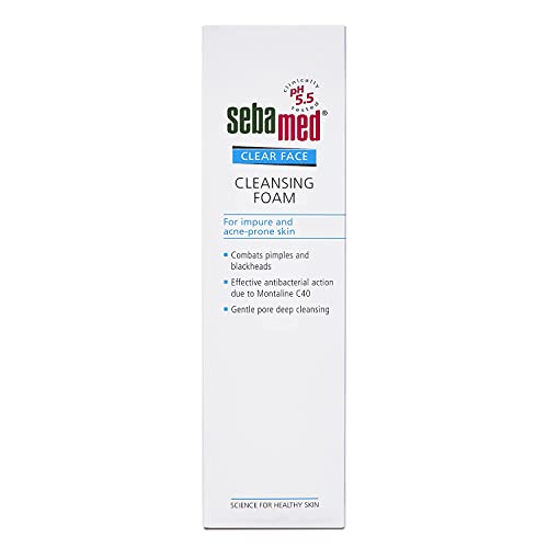 Sebamed Clear Face Cleansing Foam for Acne prone Skin 150 ml I pH 5.5 I Gentle, Effective hydrating cleanser for pimples | Face wash |men & womenl Oil Free l Clinically proven l Toxin free  from SebaMed