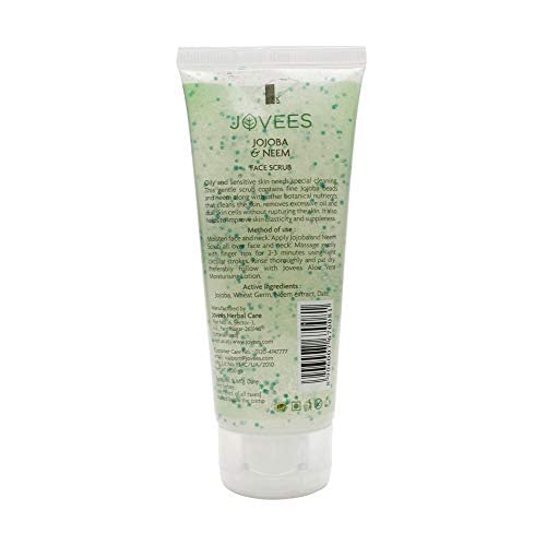 Jovees Herbal Jojoba & Neem Face Scrub For Oily and Sensitive Skin, 100g |Improves Skin Elasticity and Restores Suppleness | Paraben & Alcohol Free |  from JOVEES