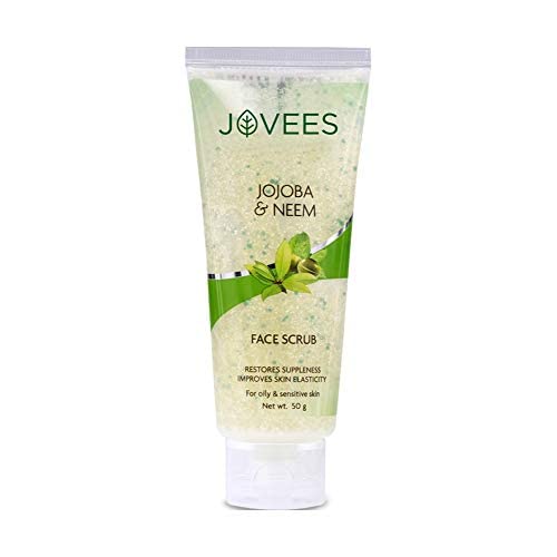 Jovees Herbal Jojoba & Neem Face Scrub For Oily and Sensitive Skin, 100g |Improves Skin Elasticity and Restores Suppleness | Paraben & Alcohol Free |  from JOVEES