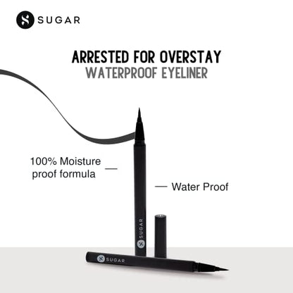 SUGAR Cosmetics - Arrested For Overstay - Waterproof Eyeliner - 01 I'll Be Black (Black Eyeliner) - Quick Drying, 100% Waterproof Eye Liner with Matte Finish  from SUGAR Cosmetics