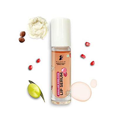 Pilgrim Spanish Squalane Lip Serum with roll-on for Visibly Plump Lips | Hydrating Lip serum for dark lips |Lip serum with Shea Butter & Pomegranate for plump & soft lips |Men & Women |6 ml lip serum from Pilgrim