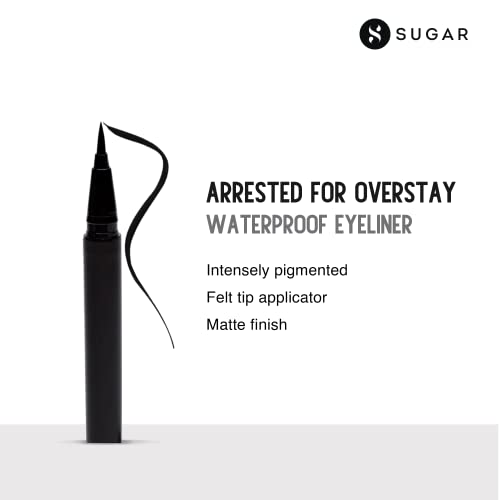 SUGAR Cosmetics - Arrested For Overstay - Waterproof Eyeliner - 01 I'll Be Black (Black Eyeliner) - Quick Drying, 100% Waterproof Eye Liner with Matte Finish  from SUGAR Cosmetics