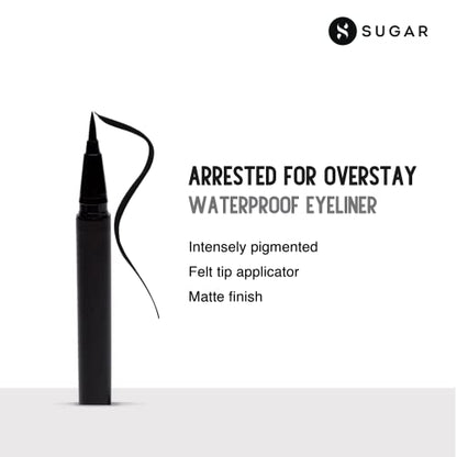 SUGAR Cosmetics - Arrested For Overstay - Waterproof Eyeliner - 01 I'll Be Black (Black Eyeliner) - Quick Drying, 100% Waterproof Eye Liner with Matte Finish  from SUGAR Cosmetics
