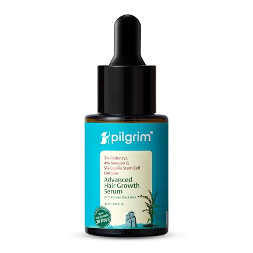 Pilgrim Redensyl 3% + Anagain 4% + Baicapil Advanced Hair Growth Serum (30ml) for Scalp with Korean Black Rice, Saw Palmetto | Control Fall, Stimulate Regrowth, Increase Density | For Women & Men