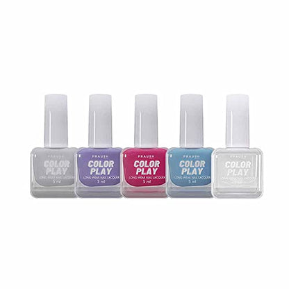 PRAUSH (Formerly Plume) ColorPlay 5-in-1 Nail Paint Combo Kit (25 ml),The Poppin Gang | Quick Drying | Long Lasting | Chemical Free |  from PRAUSH BEAUTY