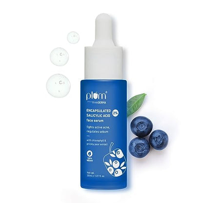 Plum 2% Encapsulated Salicylic Acid Face Serum | Fights Active Acne | Regulates Sebum | Controls Oil | Calms & Soothes Inflammation | Lightweight & Quick-absorbing | 100% Vegan | 30 ml  from Plum